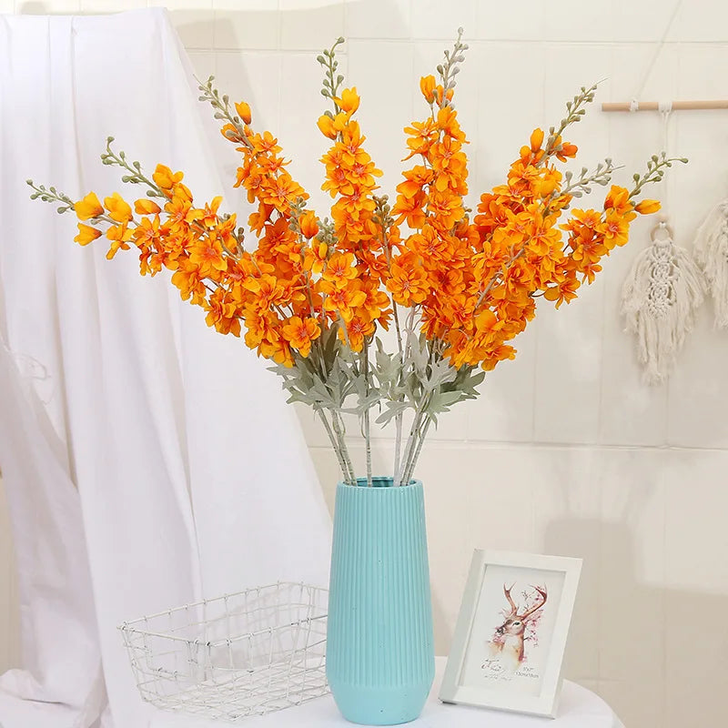 Yannew 3pcs 85cm Delphinium Artificial Flowers Long Stem Silk Hyacinth Wedding Flower Arrangements Decoration Home Room Decor