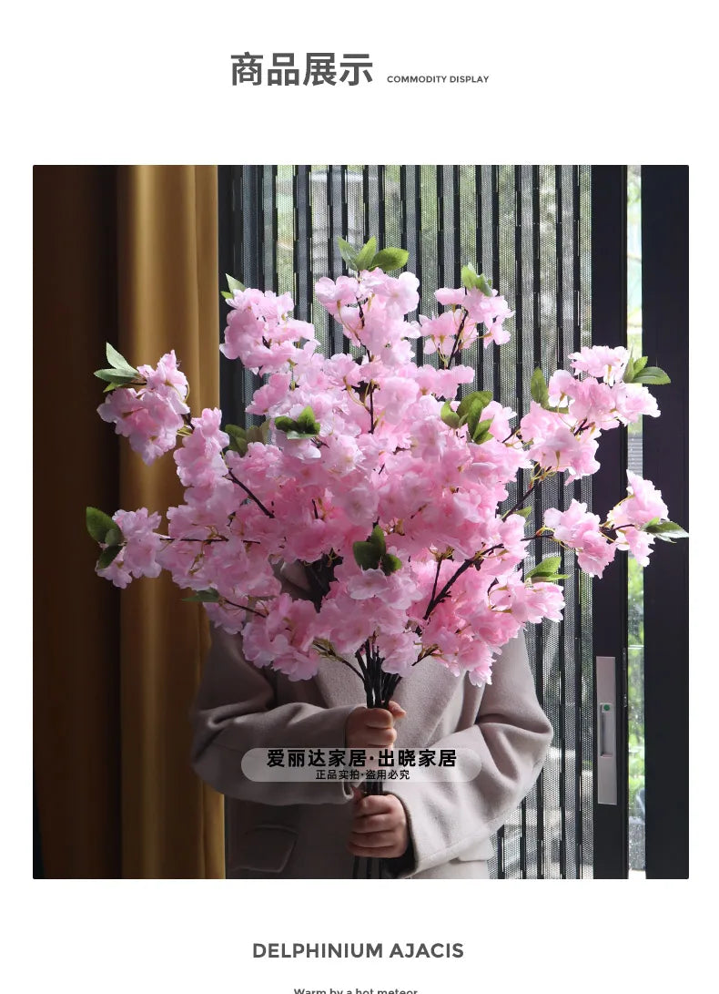 Simulated Flower Cherry Blossom Branch Wedding Living Room Floor Decoration Flower Soft Decoration Flower