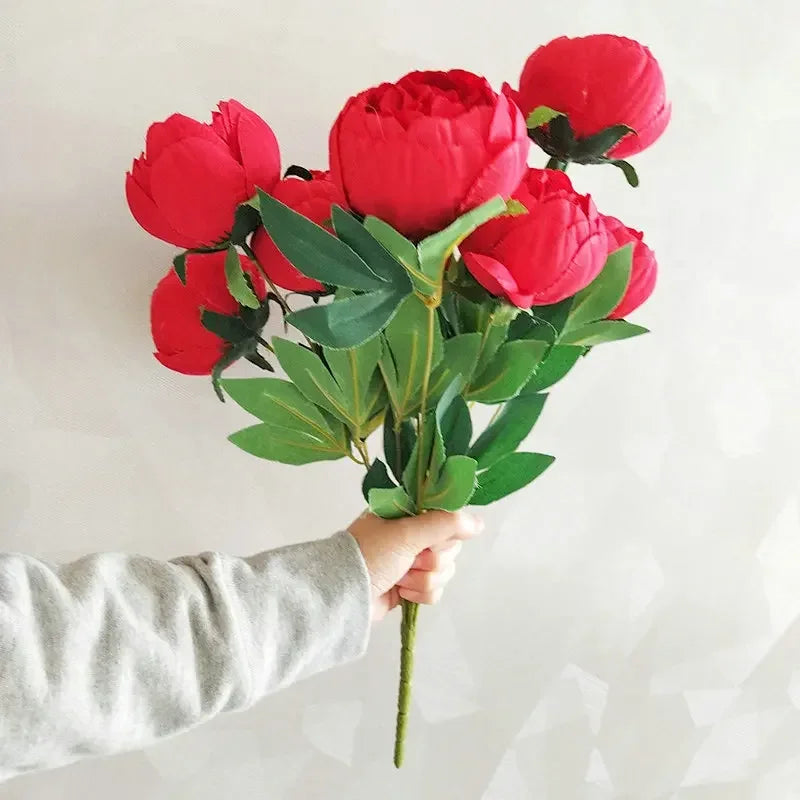 Simulation 10 Core-spun Peony Bouquets for Home Living Room Dining Table Wedding Decoration Fake Artificial Flowers High Quality