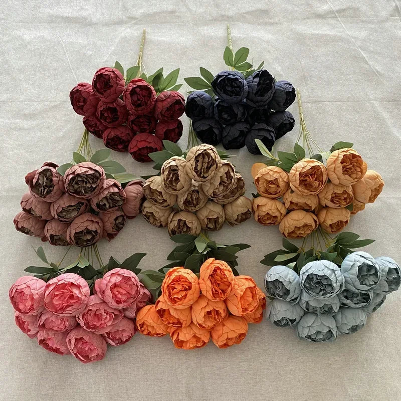Simulation 10 Core-spun Peony Bouquets for Home Living Room Dining Table Wedding Decoration Fake Artificial Flowers High Quality