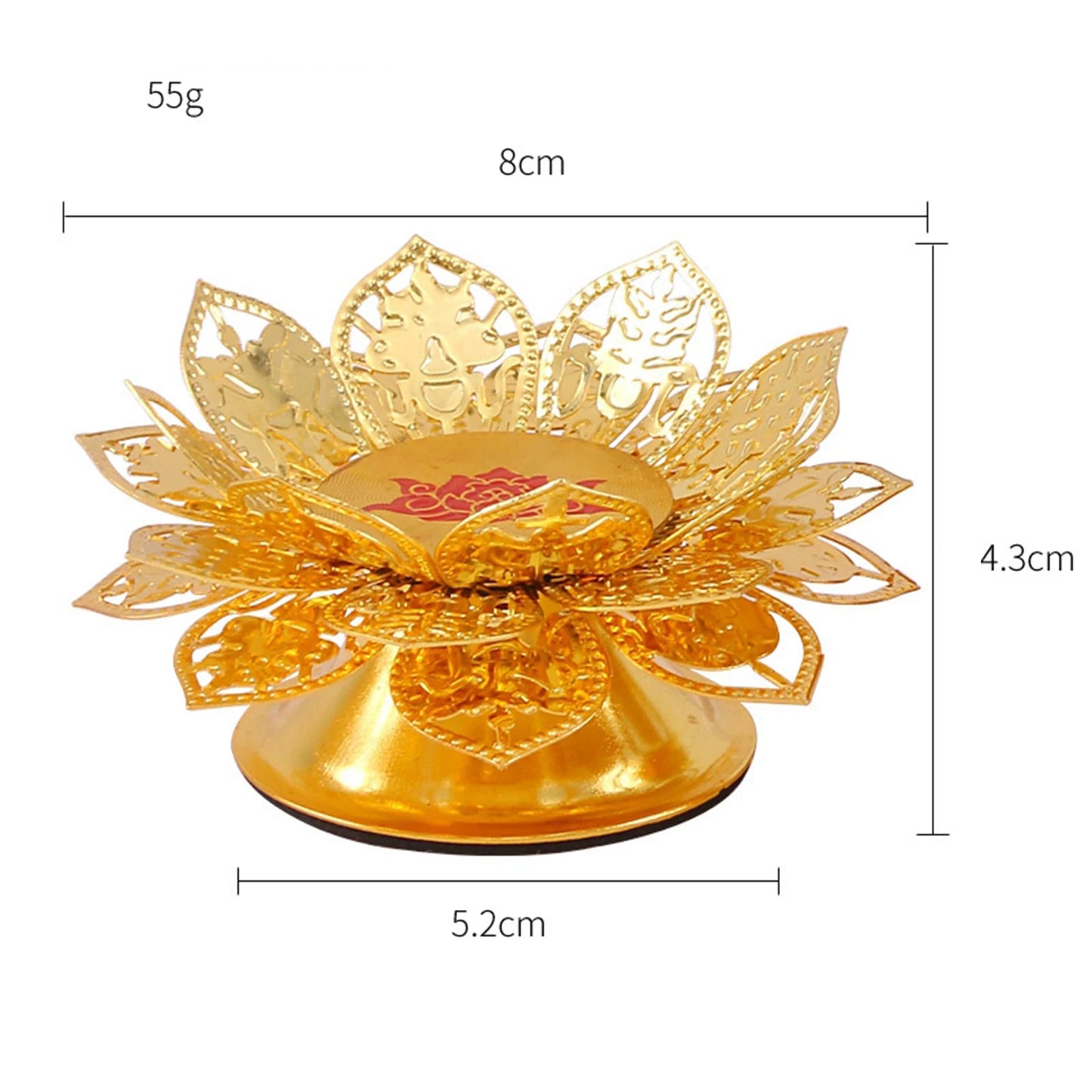 Traditional Chinese Style Lotus Flower Candlestick Portable Alloy Creative Candle Holder for Tabletop Office Parlor Restaurant