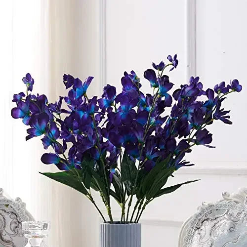 10pcs Artificial Orchids Flowers Blue Long Stems in Bulk for Wedding Home