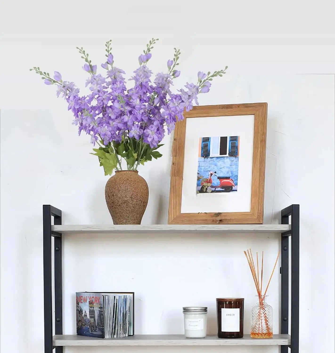YeeNanee 6pcs Blue Delphinium Artificial Flowers Long Stem Larkspur for Wedding Centerpieces Floral Arrangements Home Vase Decor