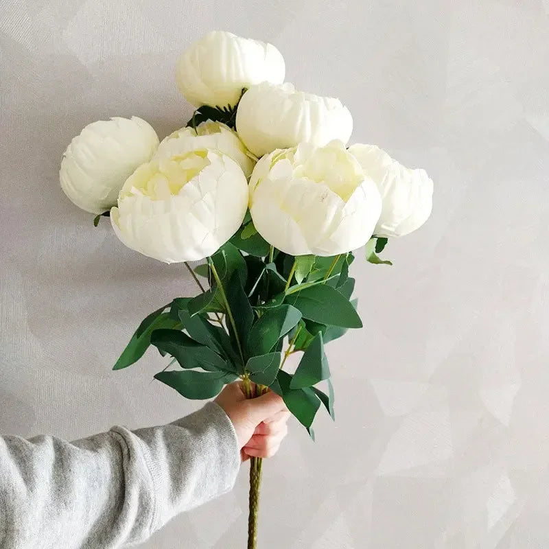 Simulation 10 Core-spun Peony Bouquets for Home Living Room Dining Table Wedding Decoration Fake Artificial Flowers High Quality