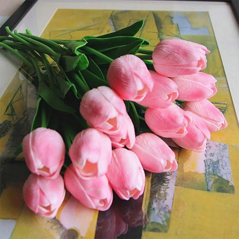 5PCS 35CM Artificial Tulip Flower Bouquet Home Garden Decoration Flowers for Wedding Ceremony Decor Mother's Day Gift Bouquet