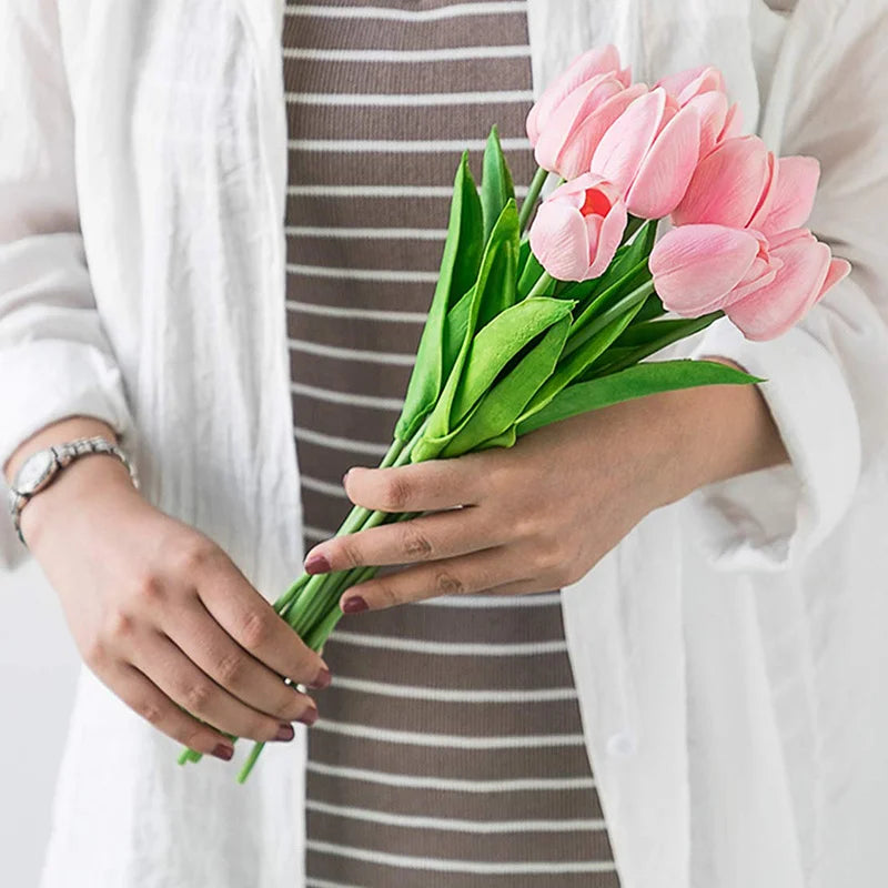 5PCS 35CM Artificial Tulip Flower Bouquet Home Garden Decoration Flowers for Wedding Ceremony Decor Mother's Day Gift Bouquet