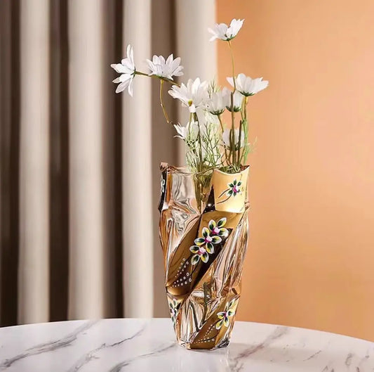 Thickened crystal glass vase decoration Upscale living room table decoration glass water raised flower arrangements fresh flower