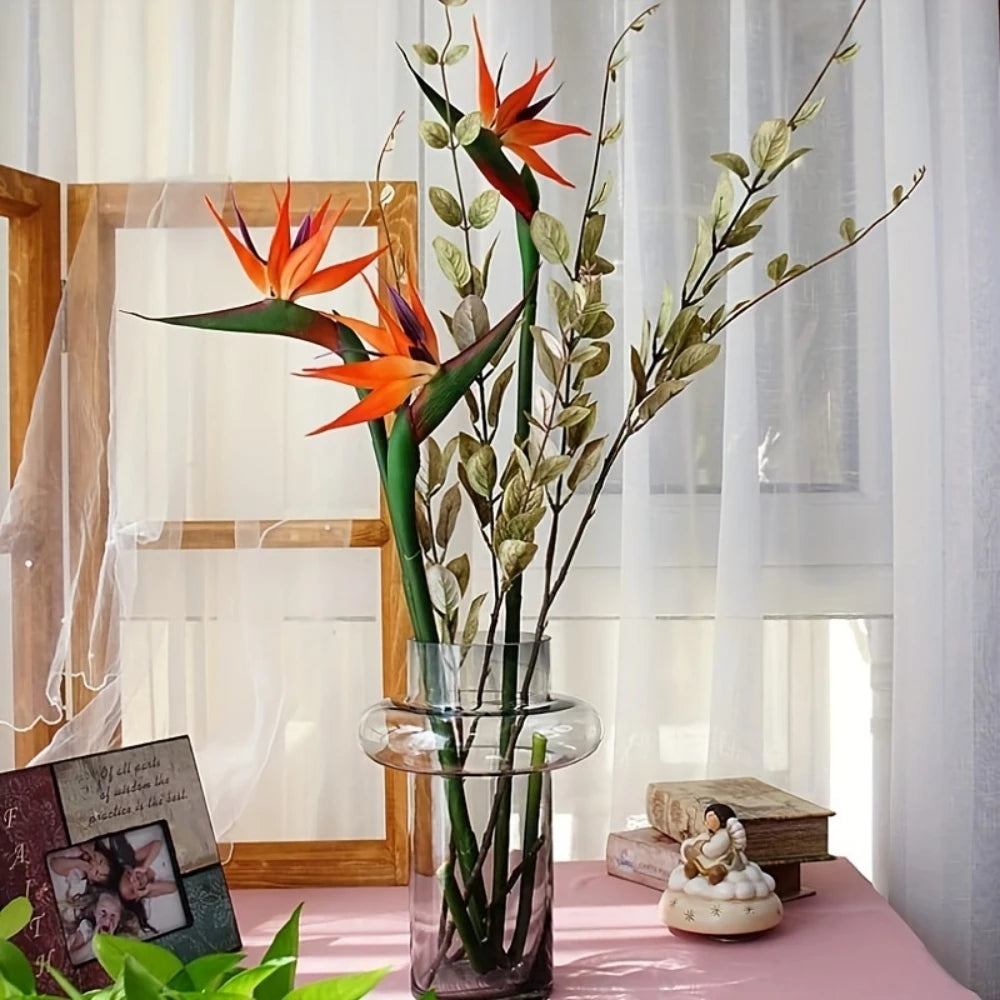 3Pcs Artificial Heaven Bird Flowers,Fake Bird of Paradise Strelitzia,Faux Silk Plants for Home Office Wedding Table  Decor