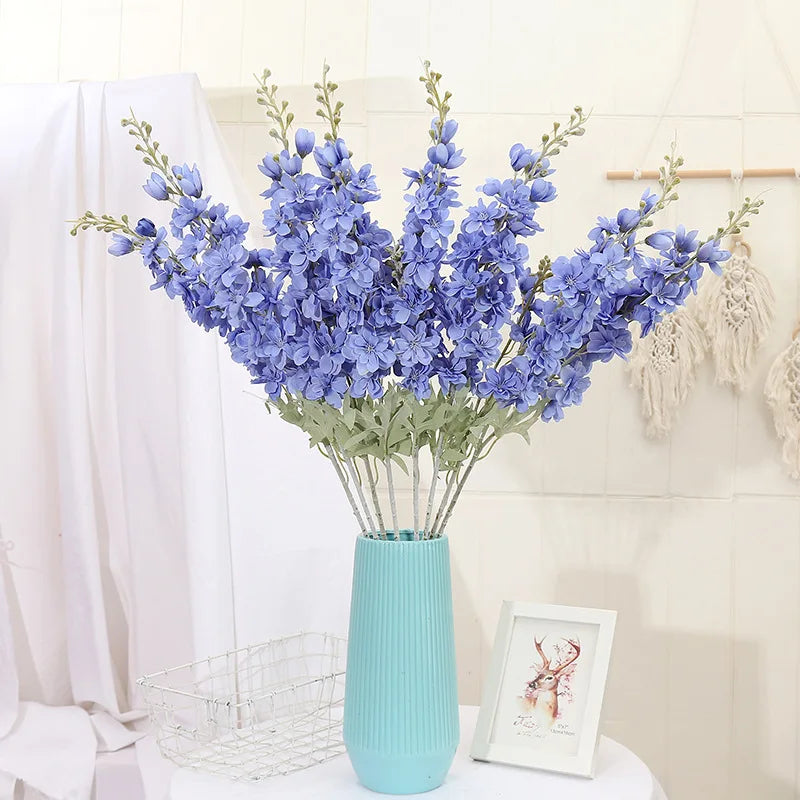 YeeNanee 6pcs Blue Delphinium Artificial Flowers Long Stem Larkspur for Wedding Centerpieces Floral Arrangements Home Vase Decor
