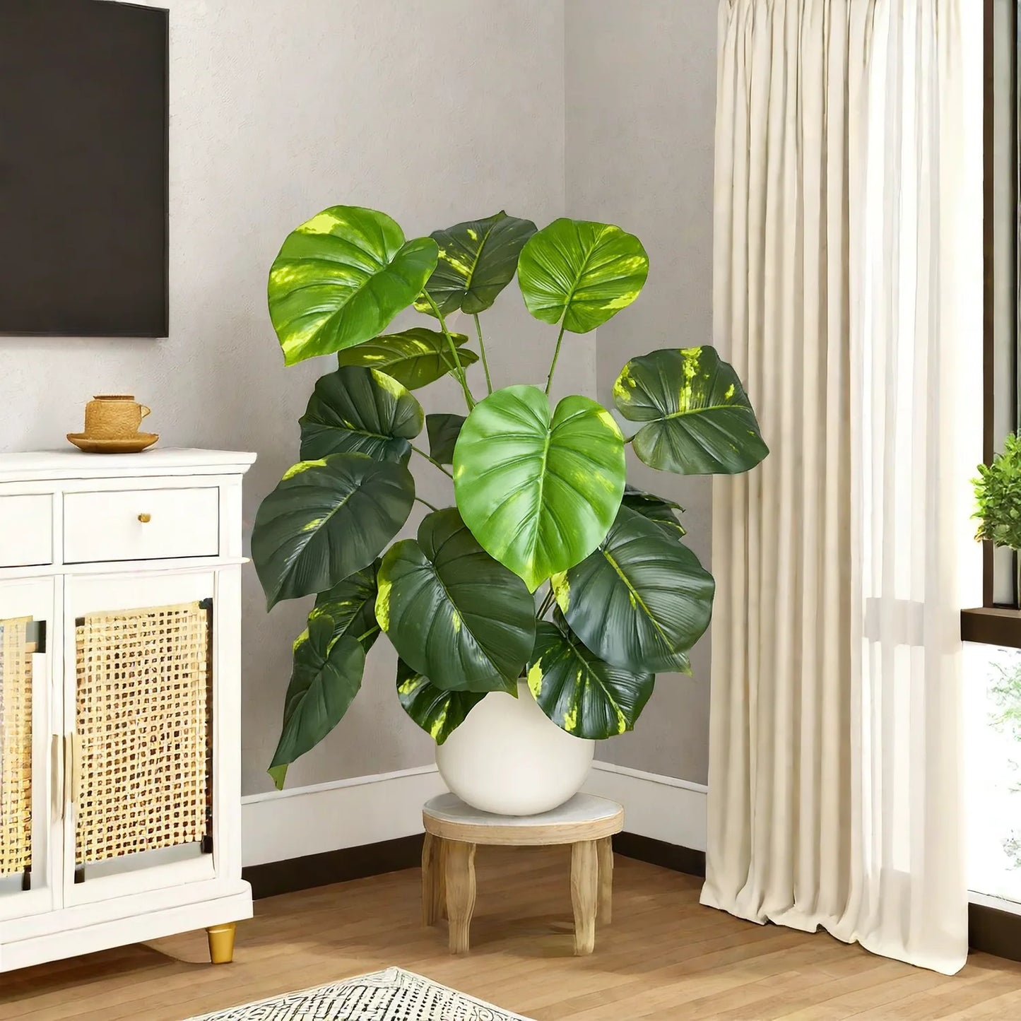65/100cm Monstera Plant Plastic Leaf faux plant branch realistic leaves Ornamental indoor Artificial Plant for Home Office Decor