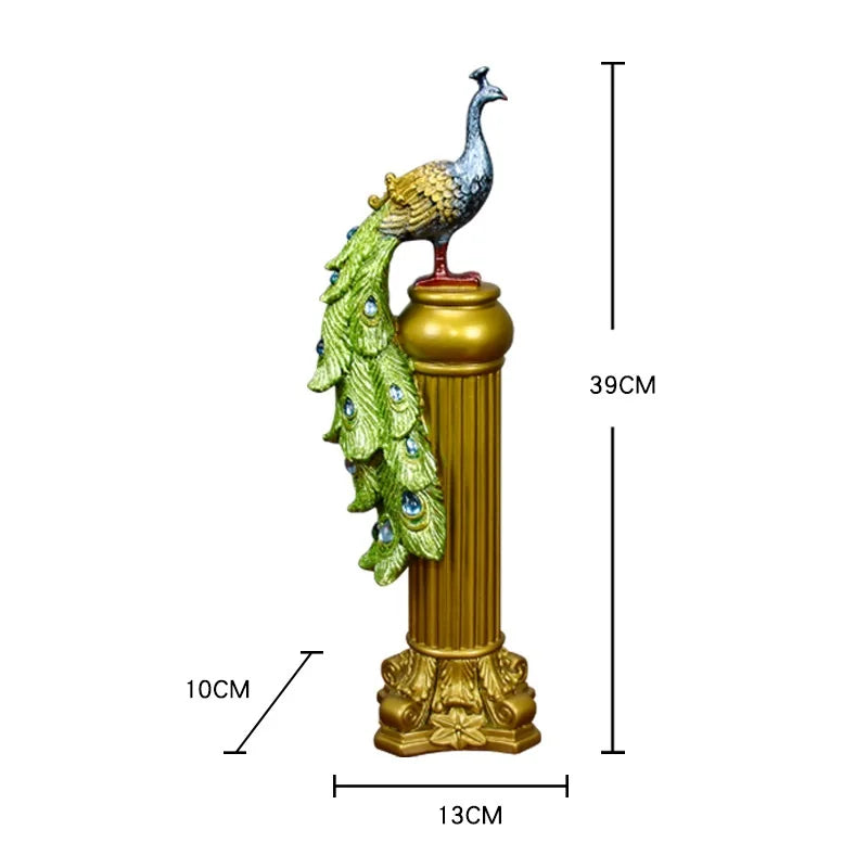 Creative Resin Peacock Decor Statue Sculpture Bookshelf Decor Accents Modern Decorative Desktop Figurine Accessories Gift
