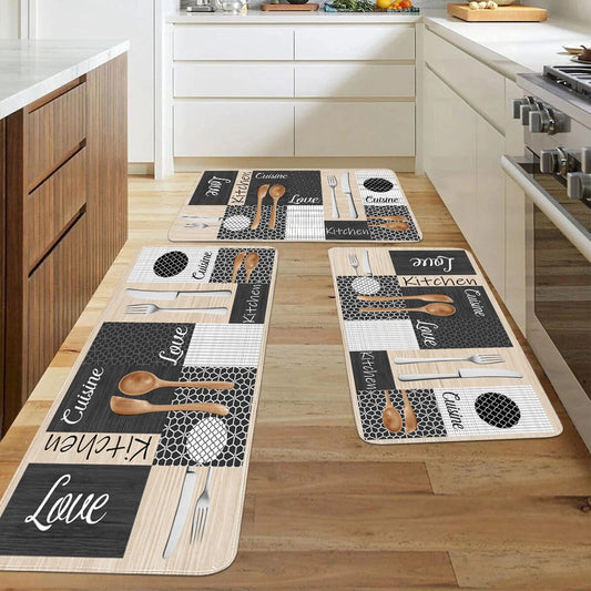 Flannel carpet mat, polyester tableware and various grid patterns, non-slip and anti-fade, suitable for outdoor flooring kitchen